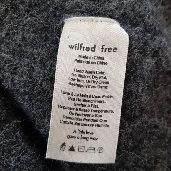 WILFRED FREE Aritzia Aronson Sweater Cardigan Fuzzy Knit Gray Sz XXS - Picture 14 of 15